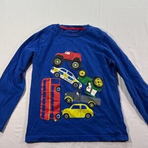 Mini Boden Boys Blue Vehicle Long Sleeve Shirt Size 9/10 yr